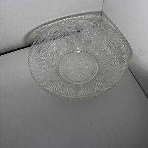 Vintage Hobnail Clear Federal Glass Flower 10.75" Serving~Fruit~Decor Bowl